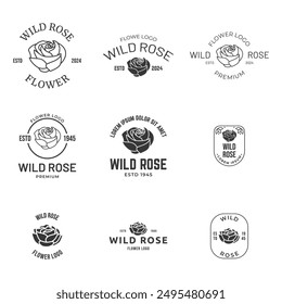 Set of Rose flower logo design illustration