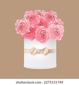set of rose flower and peony in bouquet vase