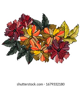Juego de flores de rosa. Aislado sobre fondo blanco. Gráficos vectoriales.