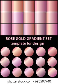 Set of rose gold gradients for fashion background, wallpaper. Vector illustration