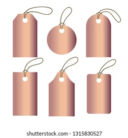 Set of rose gold labels. Collection of shiny rose gradient banners. Vector illustration