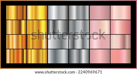 Set of rose gold silver gradients, texture. Vector illustration