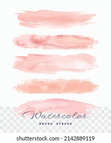 Set of rose gold watercolor brush stroke