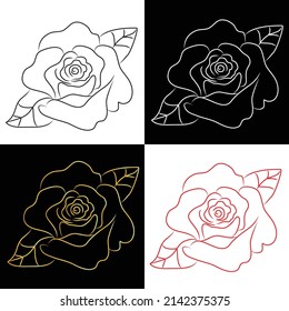 Set of rose line drawings