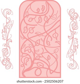 set of rose ornaments of art noveau style, ard deco victorian style, hand drawn elegant ornaments, vector art.