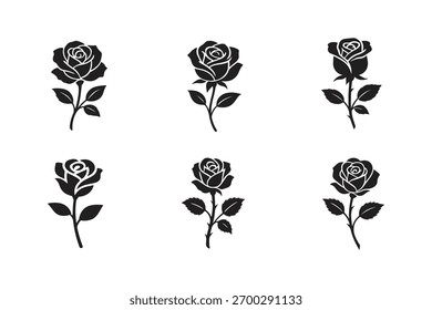 Satz von Rose Silhouette, Vektorgrafik-Illustration auf weißem Hintergrund