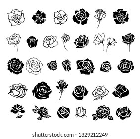 Set of rose silhouettes design elements