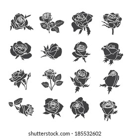 set of rose symbols, decorative vector illustration