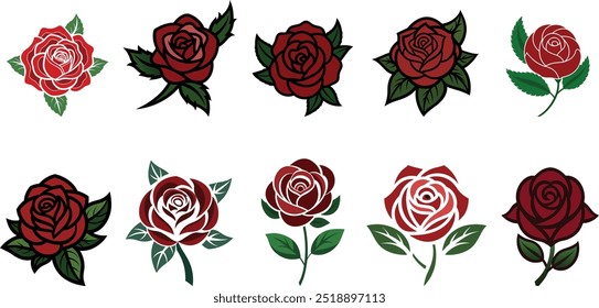 Set of rose vector illustration