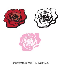 conjunto de vectores de ilustración de rosas, diseño de dibujo aislado para concepto gráfico 