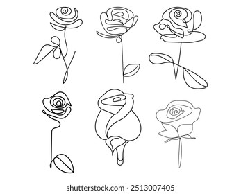 Conjunto de Vector de arte de línea de rosas