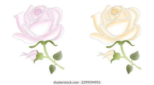 Conjunto de rosas, peones, flor hidrangea, hojas tropicales vectoriales ramo de bodas.Eucalipto, vegetación.Floral pastel acuarela estilo.Buquete de primavera.