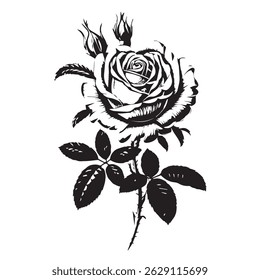 Set of roses silhouettes and Silhouettes of roses
