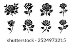 Set of roses silhouettes. Rose icon