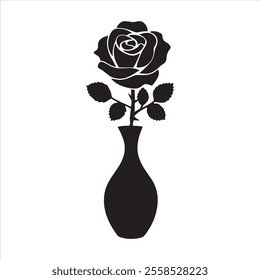 Set of roses silhouettes. Rose icon vector