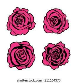 Set of roses. Vector illustration.
