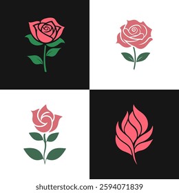 Set of roses vector illustration