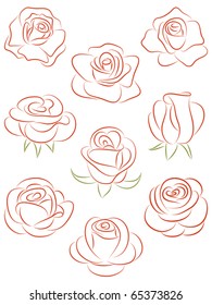 Set of roses. Vector illustration.