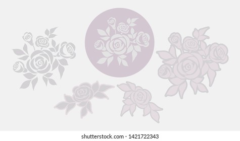 Set of roses. Vector set of isolated bouquets of roses and design elements.