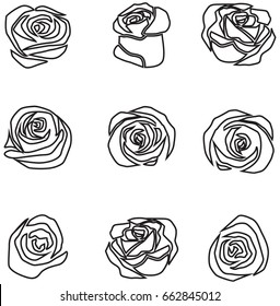 Set of roses vector on white background
