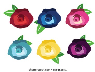set of roses.roses vector illustration.