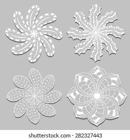Set of Rosette ornament. Isolated on gray. Vector Illustration