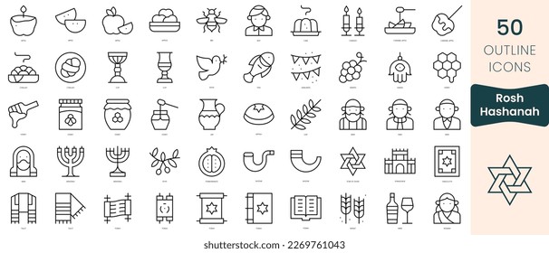 Set of rosh hashanah icons. Thin linear style icons Pack. Vector Illustration