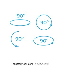 Set of rotate 45, 90, 180 and 360 icons. Rotation degree 180