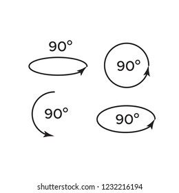Set of rotate 45, 90, 180 and 360 icons. Rotation degree 180