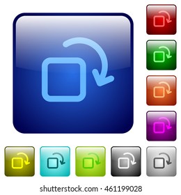 Set of rotate element color glass rounded square buttons