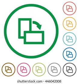 Set of Rotate element right color round outlined flat icons on white background