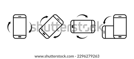 Set of rotate phone vector icons. Rotation horizontal or vertical smartphone. Device tilt with arrows. Vector 10 Eps.