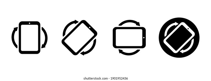 Set of rotate smartphone icons. Mobile screen rotation. Rotation icon. Horisontal or vertical rotation icons. Vector EPS 10. Isolated on white background