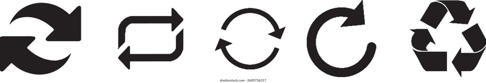 A set of rotating arrow icons by size. Editable vectors.