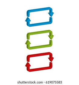 Set of rotating arrows blue, green and red vector