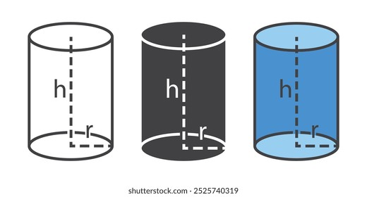 set of rotating cylinder formula vector design illustration isolated background