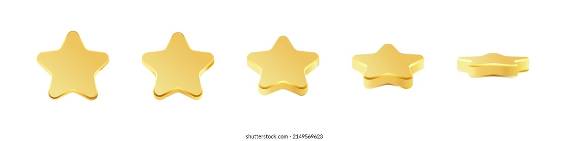 Conjunto de estrellas doradas giratorias. Juego de oro. Aplicable a juegos de azar, jackpot o ilustración de videojuegos. Se puede usar para premios de videojuegos, cintas. Ilustración vectorial.