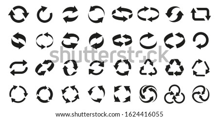 Set of Rotation Arrow, Circle Arrow icons on the white background
