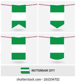 Set of Rotterdam City flag. vector illustration
