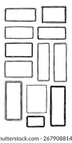 Conjunto de quadros retangulares pretos ásperos.
