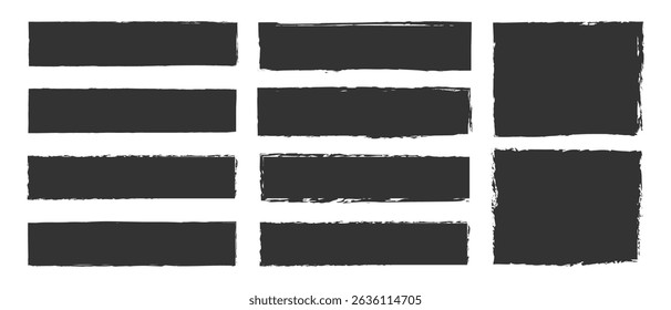 Set of rough geometric shapes silhouettes, Vector grunge brush strokes in circle shape, Vector elements isolated on white.