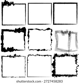Conjunto de bordes cuadrados de grunge áspero