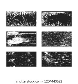 Set of rough grunge textures. Dirty rectangular ink torn box. Vector isolated illustration.