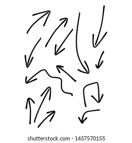 Set of rough hand drawn arrows. Handmade doodles EPS Vector