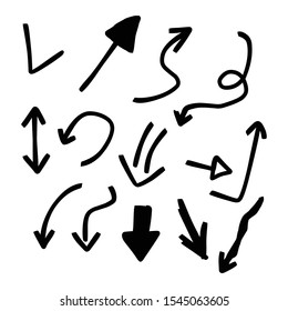 Set of rough hand drawn arrows. Handmade doodles EPS Vector