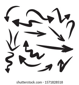 Set of rough hand drawn arrows. Handmade doodles EPS Vector
