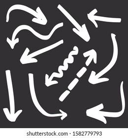 Set of rough hand drawn arrows. Handmade doodles EPS Vector