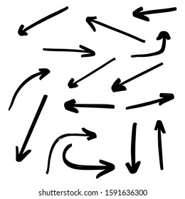 Set of rough hand drawn arrows. Handmade doodles EPS Vector