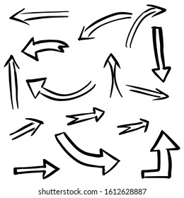 Set of rough hand drawn arrows. Handmade doodles EPS Vector