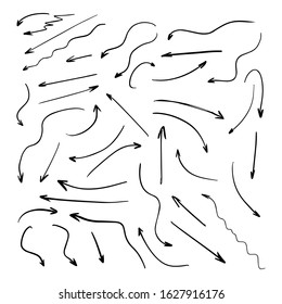 Set of rough hand drawn arrows. Handmade doodles EPS Vector